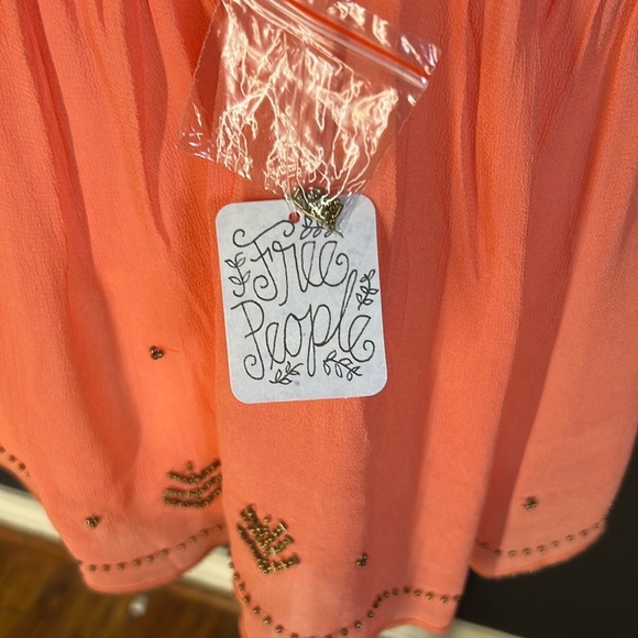 Free People Lost In You Coral Beaded Spaghetti Strap Crop Top NWT SIZE L - Picture 10 of 12